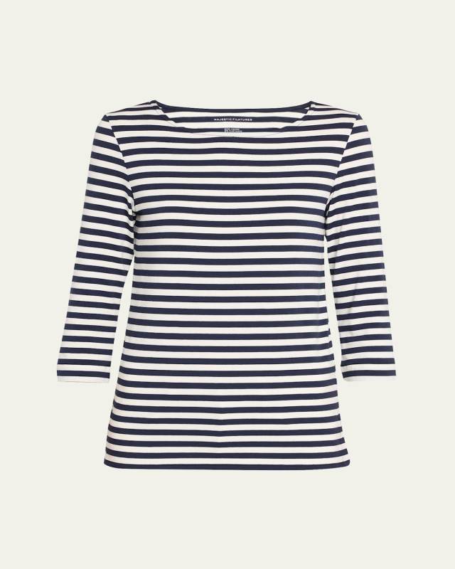 Soft Touch Boatneck Striped Jersey T-Shirt